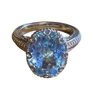 Atelier Ring Size 9 Sterling Silver and Blue Topaz Mexico Statement